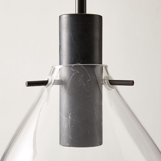 Calandra Glass And Black Marble Pendant Light Large