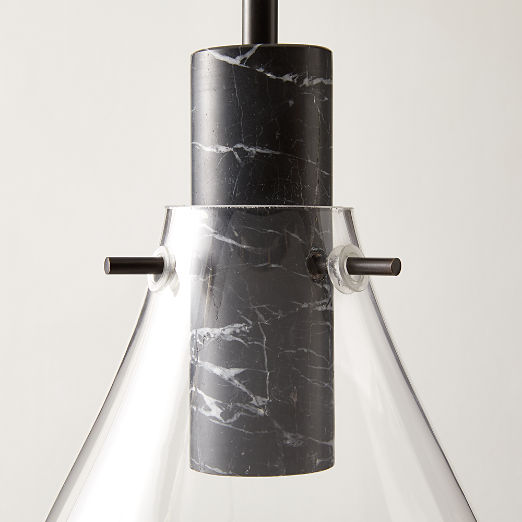 Calandra Glass And Black Marble Pendant Light Small