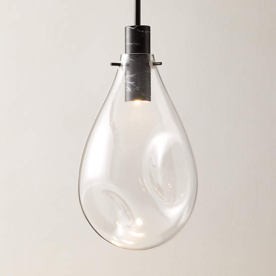 Calandra Glass And Black Marble Pendant Light Small