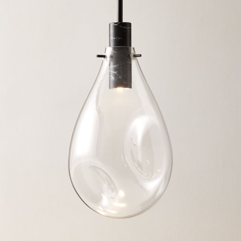 Calandra Glass And Black Marble Pendant Light Small