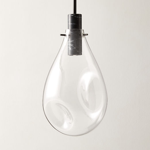 Calandra Glass And Black Marble Pendant Light Small