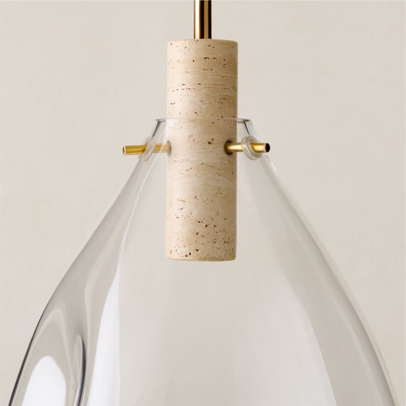 Calandra Glass and Travertine Pendant Light Large - image 3 of 11