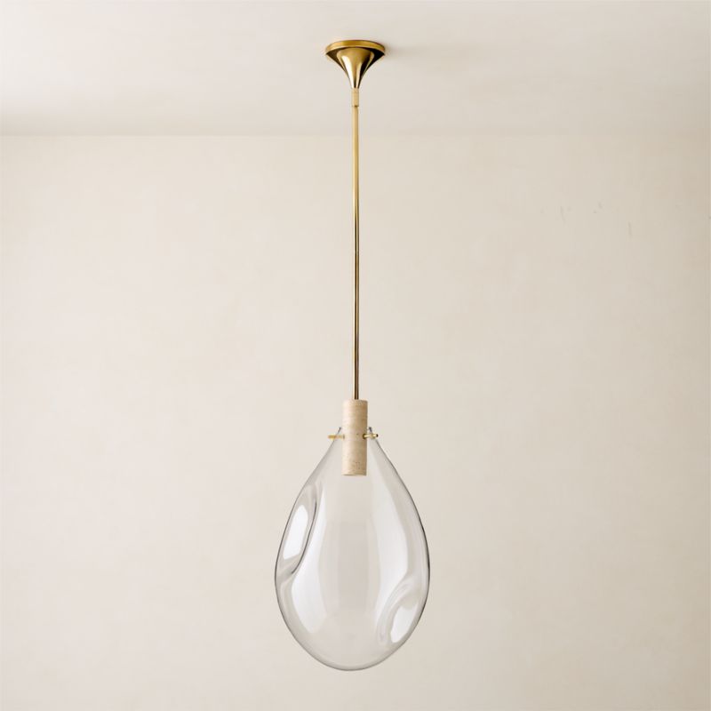 Calandra Glass and Travertine Pendant Light Large - image 7 of 11