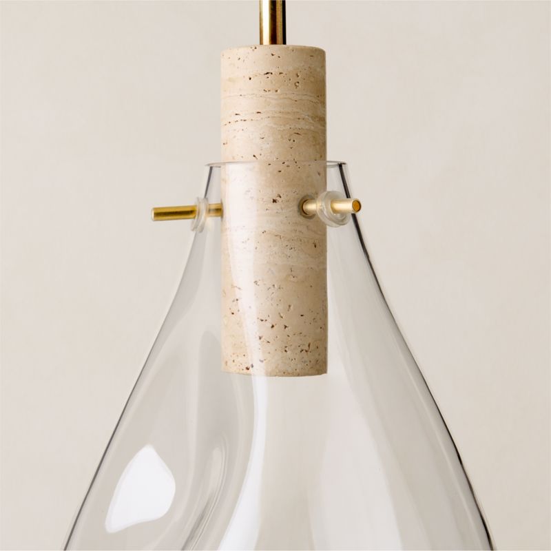 Calandra Glass and Travertine Pendant Light Small - image 3 of 10