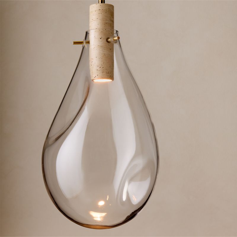 Calandra Glass and Travertine Pendant Light Small - image 5 of 10