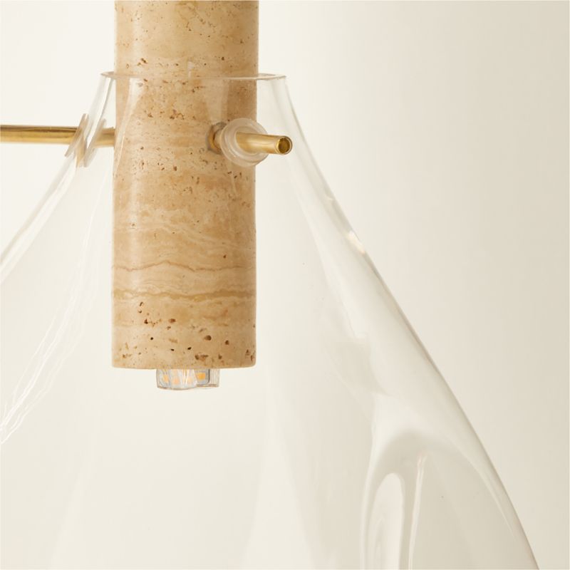 Calandra Glass and Travertine Pendant Light Large - image 3 of 9