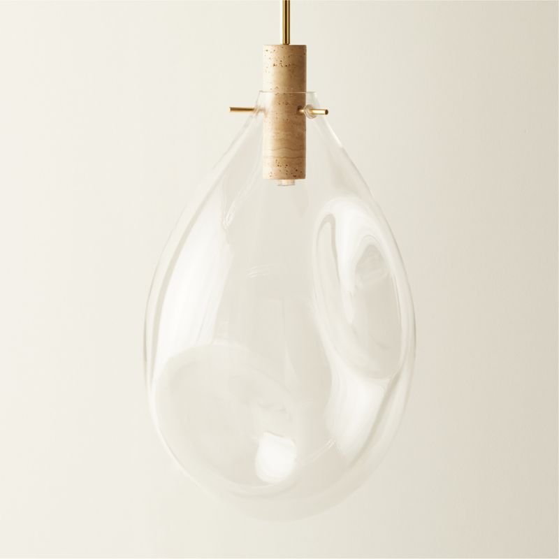 Calandra Glass and Travertine Pendant Light Large - image 2 of 9