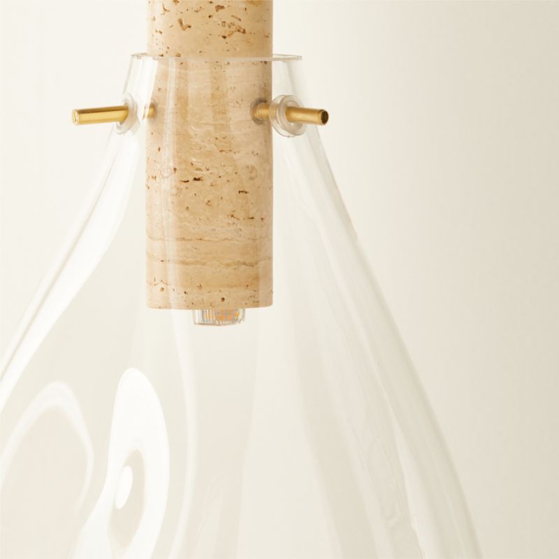 Calandra Glass and Travertine Pendant Light Small - image 3 of 8