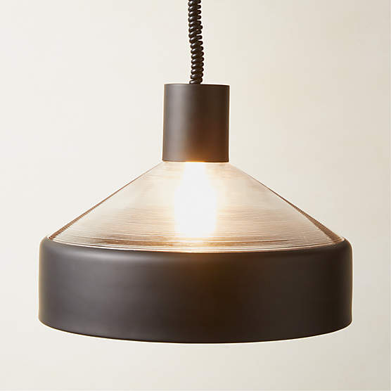 Calata Matte Black and Ribbed Glass Pendant Light by Gianfranco Frattini