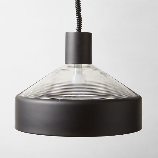 Calata Matte Black and Ribbed Glass Pendant Light by Gianfranco Frattini