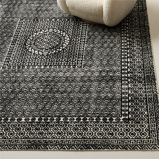 Calero Hand-Knotted Black New Zealand Wool Area Rug