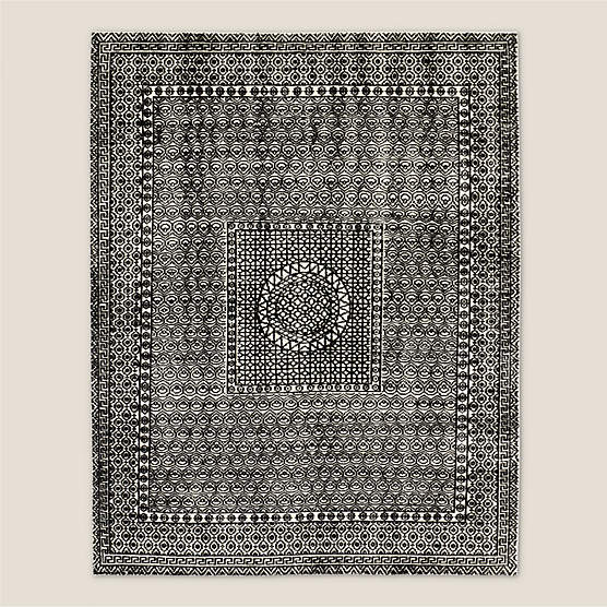 Calero Hand-Knotted Black New Zealand Wool Area Rug 8'X10'