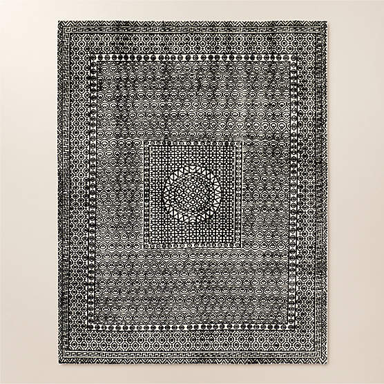 Calero Hand-Knotted Black New Zealand Wool Area Rug 8'X10'
