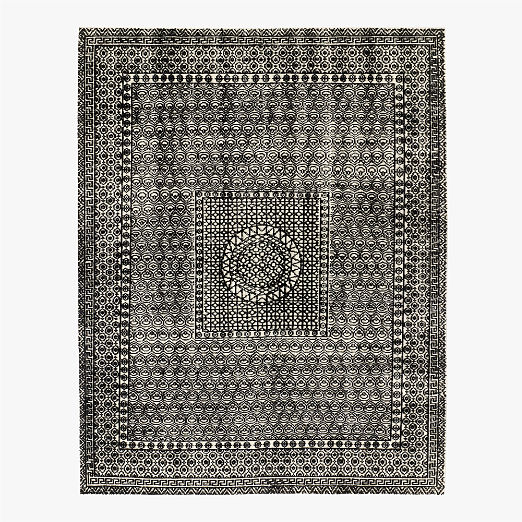 Calero Hand-Knotted Black New Zealand Wool Area Rug 8'X10'