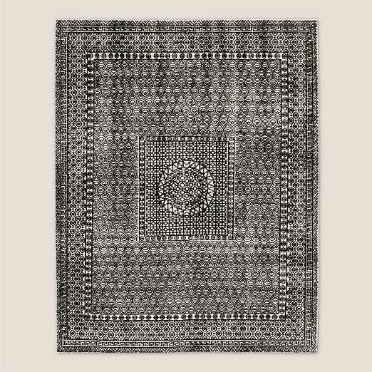 Calero Hand-Knotted Black New Zealand Wool Area Rug 8'X10'