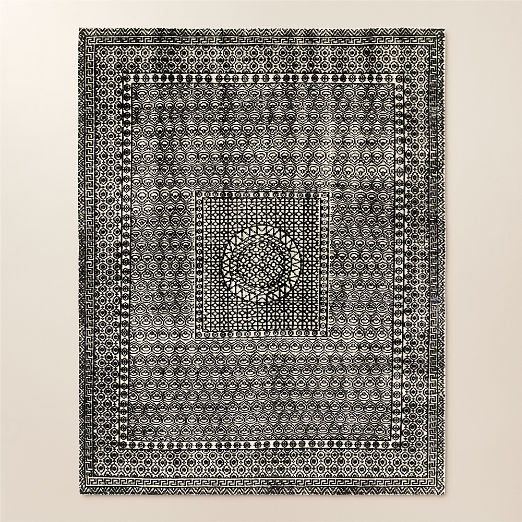 Calero Hand-Knotted Black New Zealand Wool Area Rug 10'X14'