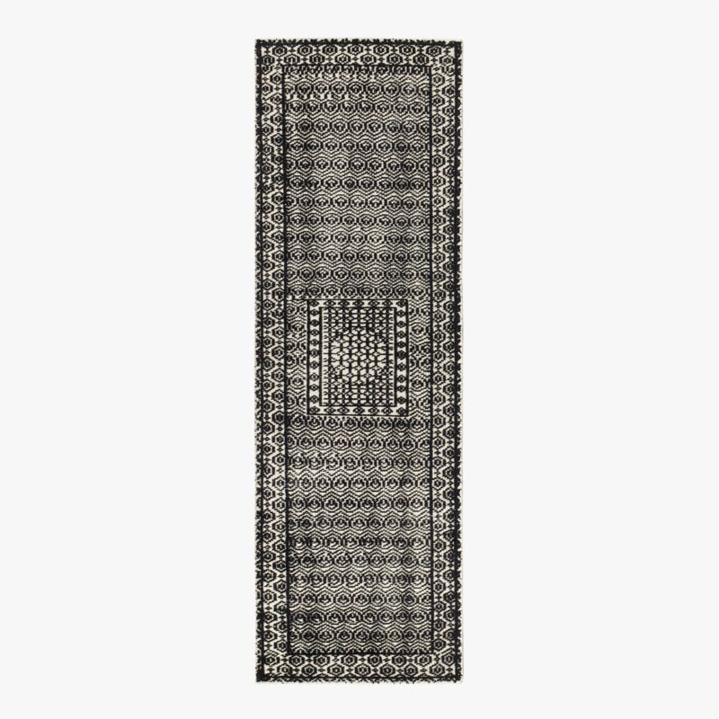 Calero Hand-Knotted Black New Zealand Wool Runner Rug 2.5'X8' - image 0 of 3