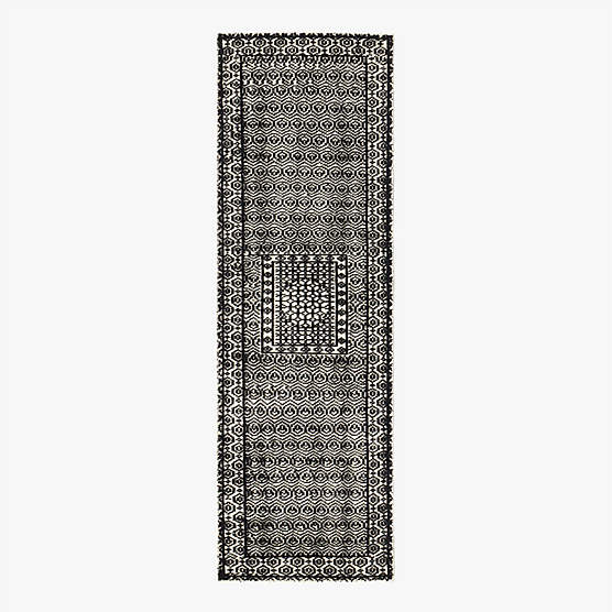 Calero Hand-Knotted Black New Zealand Wool Runner Rug 2.5'X8'