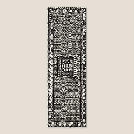 Calero Hand-Knotted Black New Zealand Wool Runner Rug 2.5'X8'