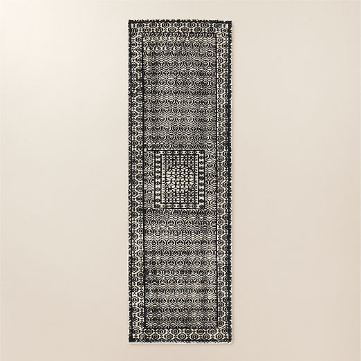 Calero Hand-Knotted Black New Zealand Wool Runner Rug 2.5'X8'