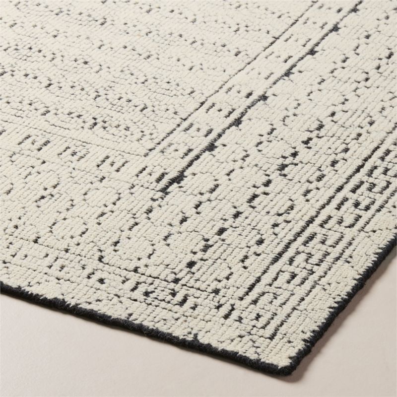 Calero Hand-Knotted Warm White with Black New Zealand Wool Area Rug 8'x10' - image 1 of 4