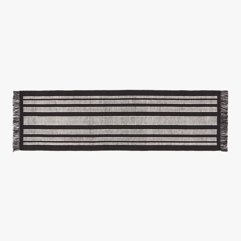 View Calia Black and White Striped Runner Rug 2.5'x8' details