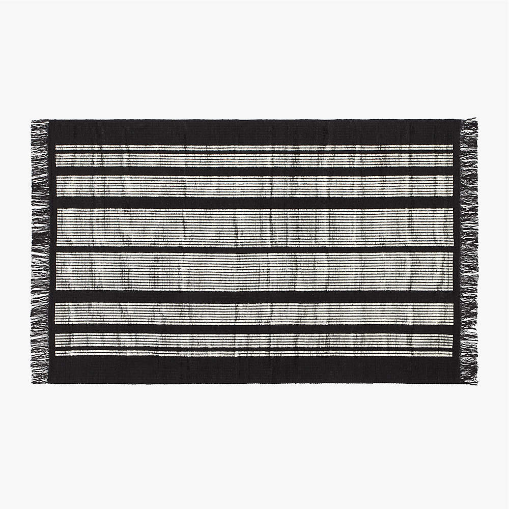 Calia Modern Black and White Striped Area Rug 5'x8' + Reviews | CB2
