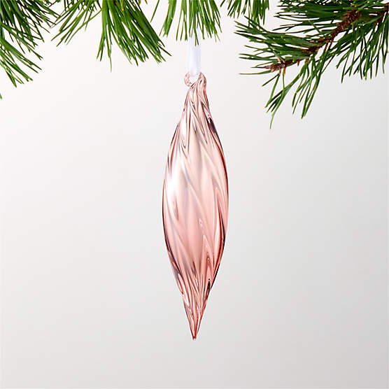 Calista Twist Pink Glass Christmas Tree Ornament 6.5"