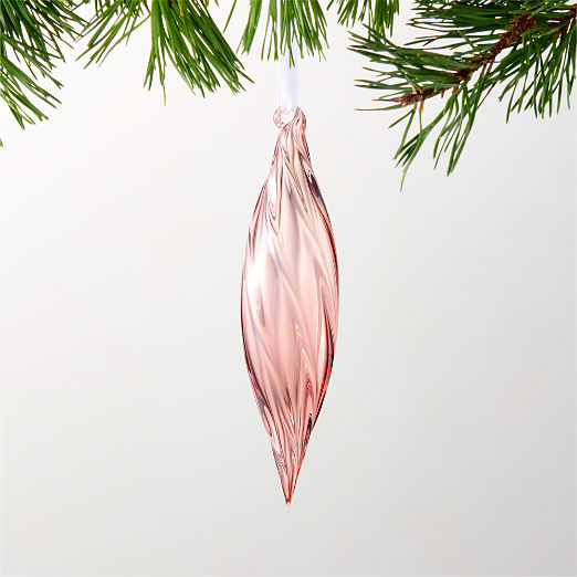 Calista Twist Pink Glass Christmas Tree Ornament 6.5"