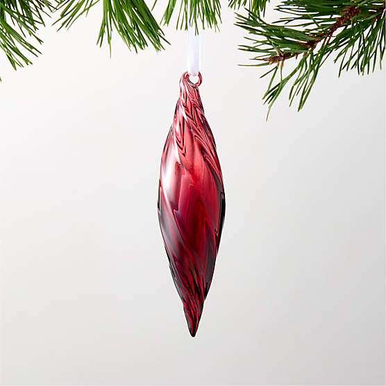 Calista Twist Red Glass Christmas Tree Ornament 6.5"