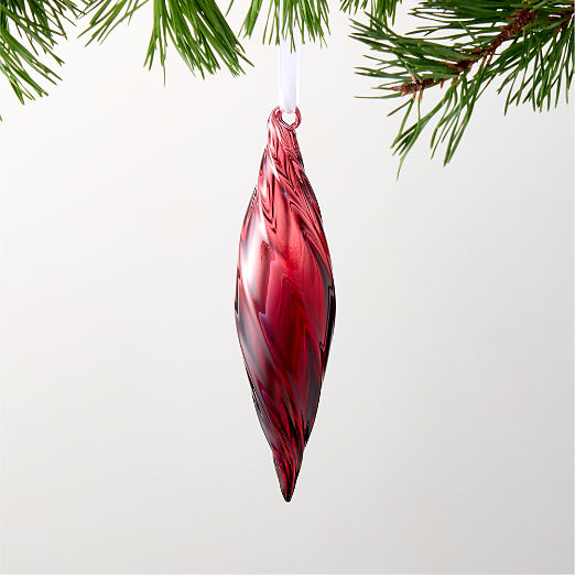 Calista Twist Red Glass Christmas Tree Ornament 6.5"