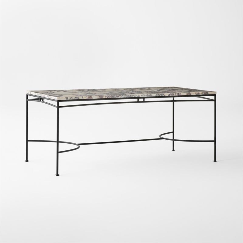 Calla 72" Rectangular Black Metal Outdoor Dining Table with Marble Top - image 4 of 8