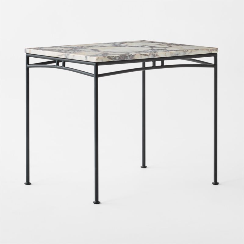 Calla 32" Rectangular Black Metal Outdoor Bistro Table with Marble Top - image 2 of 6