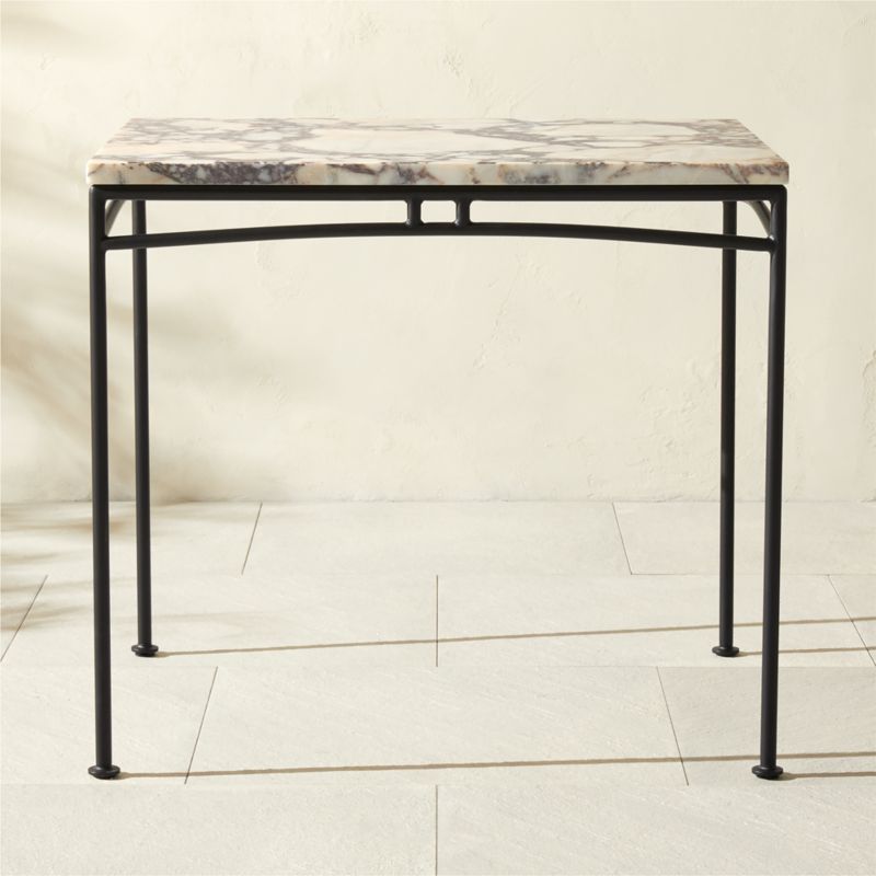 Calla 32" Rectangular Black Metal Outdoor Bistro Table with Marble Top - image 0 of 6