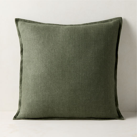 Callas Smoked Green Linen Throw Pillow 20"x20"