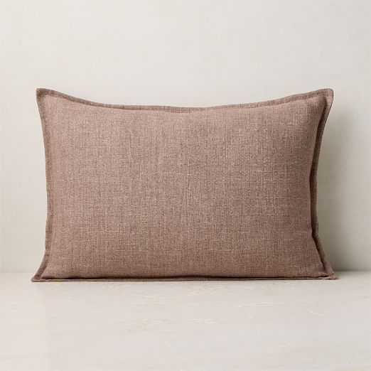 Callas Smoked Lavender Linen Throw Pillow with Feather-Down Insert 22"x15"