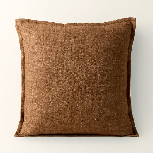 Callas Tawny Brown Linen Throw Pillow Cover 20"x20"