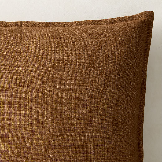 Callas Tawny Brown Linen Throw Pillow 22"x15"