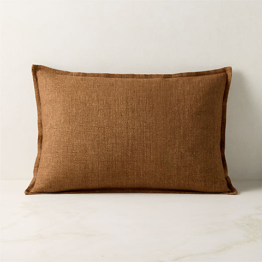 Callas Tawny Brown Linen Throw Pillow 22"x15"