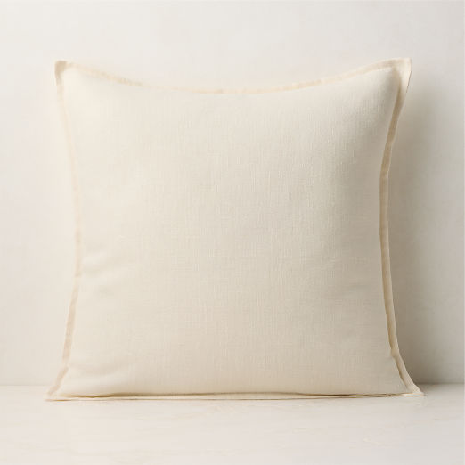 Callas Warm White Linen Throw Pillow with Down-Alternative Insert 20"x20"