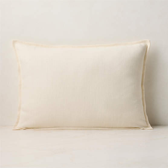 Callas Warm White Linen Throw Pillow with Down-Alternative Insert 22"x15"