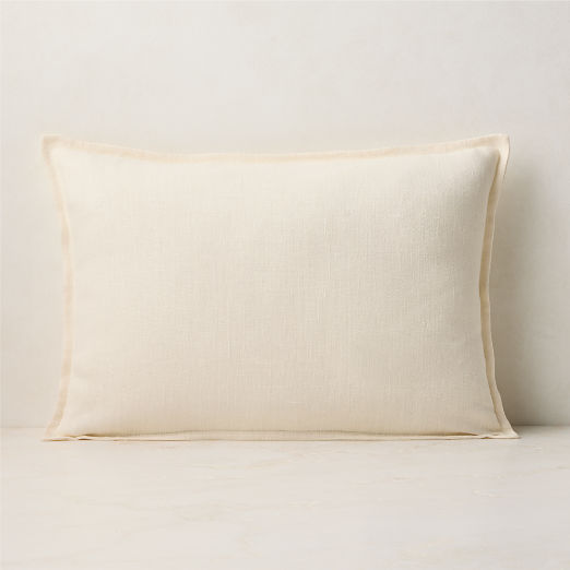 Callas Warm White Linen Throw Pillow 22"x15"