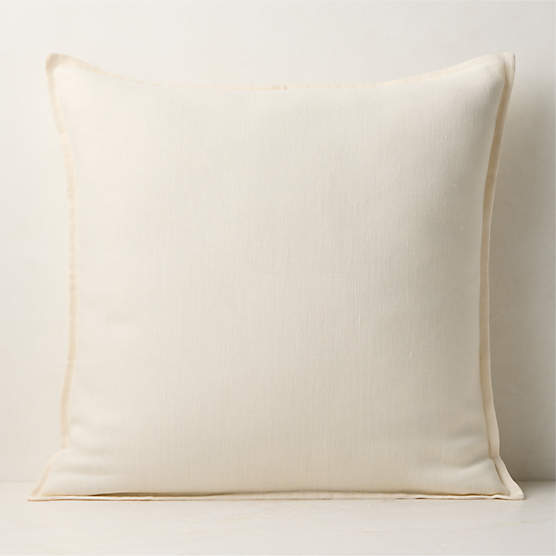 Callas Warm White Linen Throw Pillow with Down-Alternative Insert 23"x23"