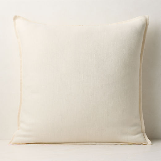 Callas Warm White Linen Throw Pillow with Down-Alternative Insert 23"x23"