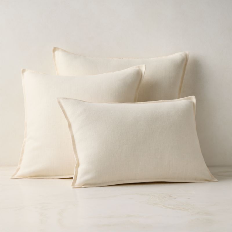 Callas Warm White Linen Throw Pillow Cover 23"x23" - image 3 of 4