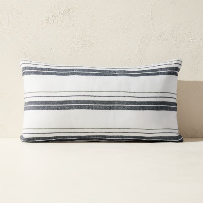 Calyx Black Striped Outdoor Throw Pillow 24"x12" - image 0 of 4