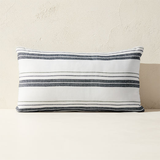 Calyx Black Striped Outdoor Throw Pillow 24"x12"