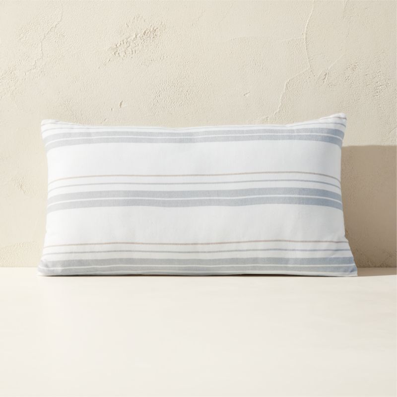 Calyx Cool Grey Striped Outdoor Throw Pillow 24"x12" - image 0 of 4