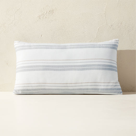 Calyx Cool Grey Striped Outdoor Throw Pillow 24"x12"