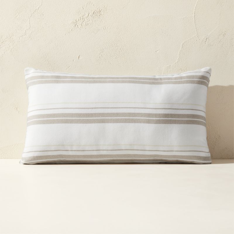 Calyx Sand Striped Outdoor Throw Pillow 24"x12" - image 0 of 3